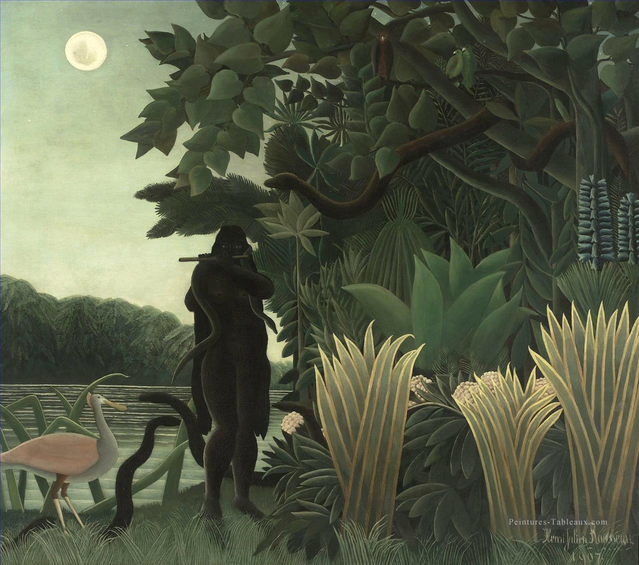 The Snake charmer la Charmeuse de serpents Henri Rousseau post impressionnisme Naive primitivisme Peintures à l'huile